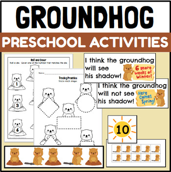 Preview of Groundhog's Day Themed Centers and Activities for Preschool