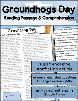 Groundhogs Day Close Reading Prehension Passage And