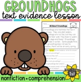 Groundhogs Day reading comprehension and text evidence printable