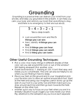 Grounding Handout By La Consejera Counseling And Spanish Tools Tpt