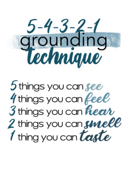 Preview of Grounding Technique in Denim 5-4-3-2-1 mindfulness self-care counseling office