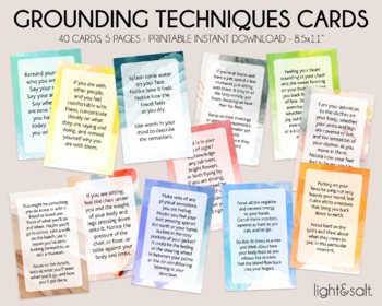 Preview of Grounding flash cards, Mindfulness Breathing Exercises, Coping skills cards