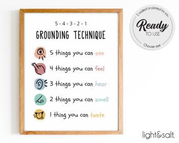 Preview of Grounding technique poster, Calm corner poster, zones of regulation, CBT