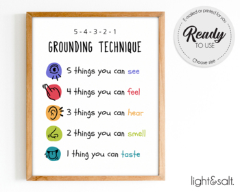 Preview of Grounding technique poster, calm down corner, zones of regulation