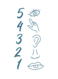 Grounding technique symbols blue 5-4-3-2-1 mindfulness cou