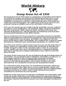 essay writing about group areas act