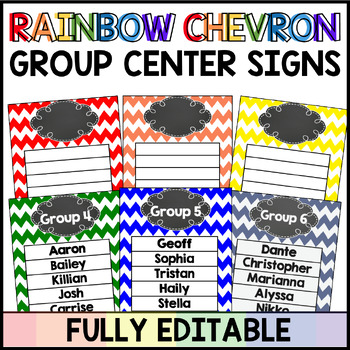 Preview of Group Center Signs Rainbow Chevron (editable)