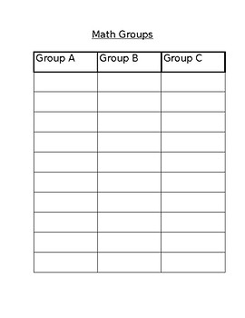 Preview of Group Chart for Math and Reading
