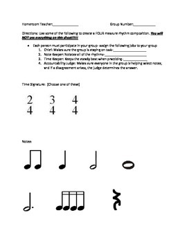 Preview of Group Composing Activity with Rubric