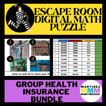 Preview of Group Health Insurance Premium | Digital Escape Room + Self Grading Puzzle