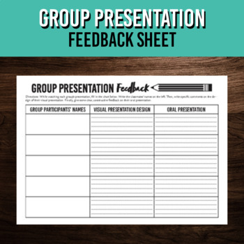 Preview of Group Presentation Feedback Sheet | Oral Assignment Notes