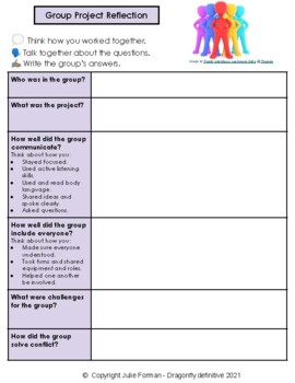 Preview of Group Project Reflection - Social Studies - Social & Emotional Learning IB PYP 