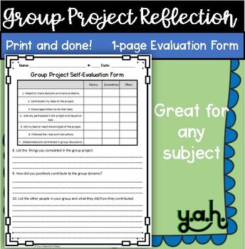 Preview of Group Project Self Evaluation Reflection Accountability goal Sheet Assignment