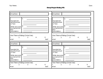 Preview of Group Project Student Rating & Feedback Universal Template