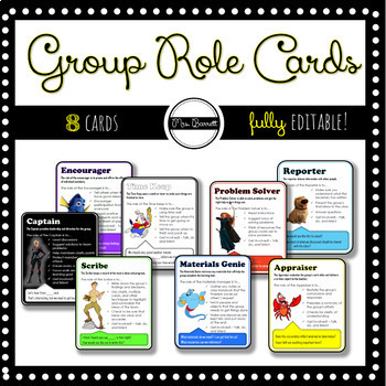 Preview of Group Role Cards - All Subjects (Editable!)
