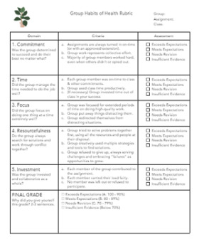 Preview of Group + Self Assessment Rubrics