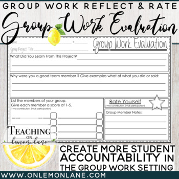 Preview of Group Work Evaluation Individual Reflection Rate Increase Student Accountability