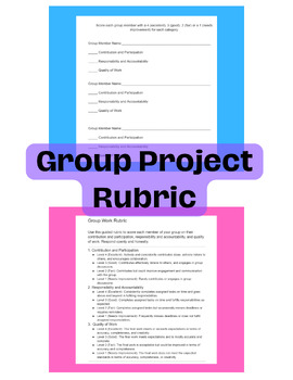 Preview of Group Work Grading Rubric
