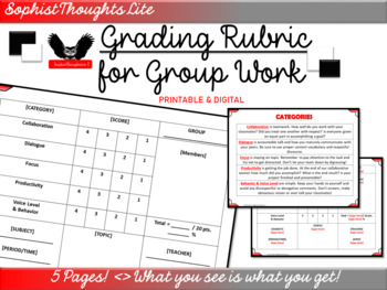 Preview of Group Work Grading Rubric for All Subjects
