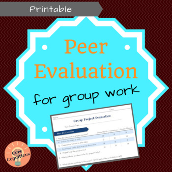 Preview of Group Work Peer Evaluation Form
