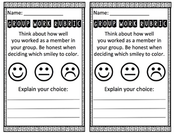 Preview of Group Work Rubric for students