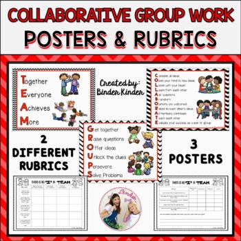 Preview of Group Work Rubrics & Posters (Red Chevron)