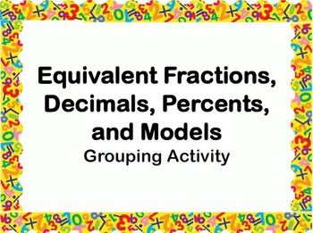 Preview of Grouping Activity---Equivalent Fractions, Decimals, Percents, and Models