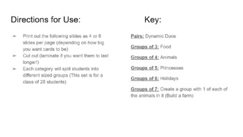 Preview of Grouping Cards for Small Group activities