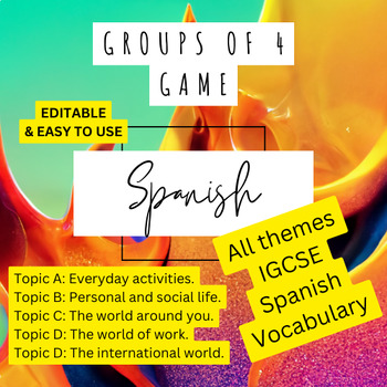 Preview of Groups of 4 Game - IGCSE Spanish vocabulary Connections NYT Game Inspired