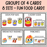 Groups of 4 Pairing Cards, Classroom Management, Food Pair