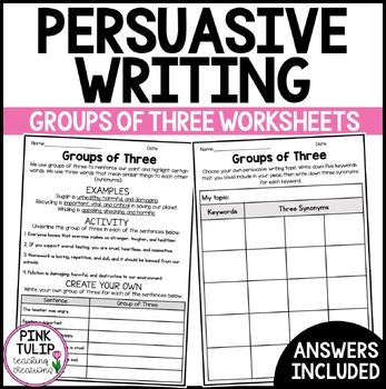 Preview of Groups of Three - Persuasive Writing Worksheets