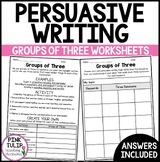 Groups of Three - Persuasive Writing Worksheets