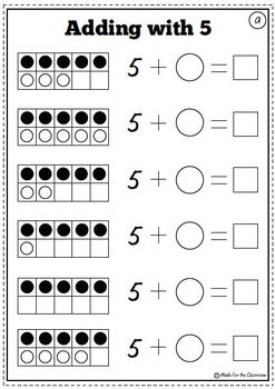 Groups with 5 No Prep Worksheets for Addition with 5 by Made for the ...