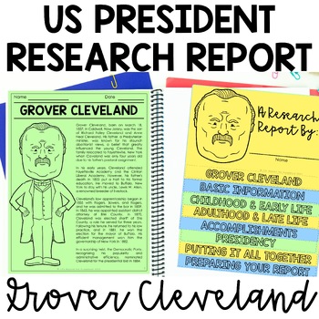 Preview of Grover Cleveland Research Report | US Presidents Biography | 3rd-5th Grade