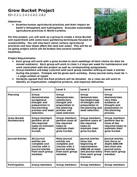 Preview of Grow Bucket Student Garden Agriculture Project Lab