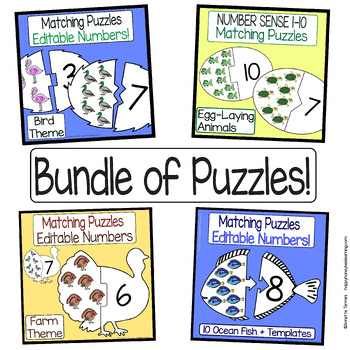 Preview of Grow Bundle Math Matching Puzzles | Ocean | Arctic | Farm +