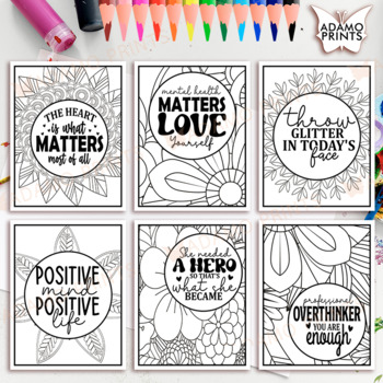 Grow Positive & Inspiration Coloring Pages - Classroom Decor Bulletin ...