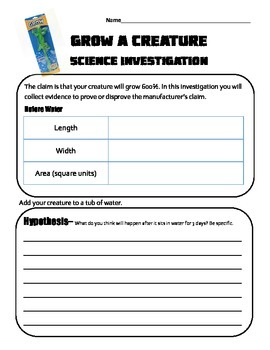 Preview of Grow a Creature Science Investigation