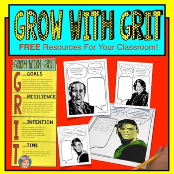 Preview of Grow with Grit | Growth Mindset Coloring Pages & Grit Poster