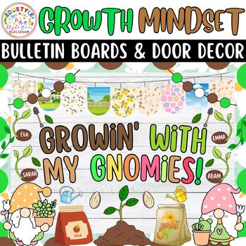Preview of Growin' With My Gnomies!: Growth Mindset Garden Bulletin Boards & Door Decor Kit