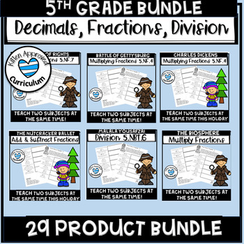 Preview of Math Worksheets Mixed Review 5th Grade Bundle