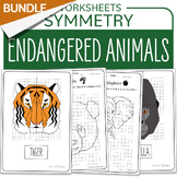 Preview of Growing BUNDLE Earth Day Math Activity Endangered Animals Symmetry Math Centers