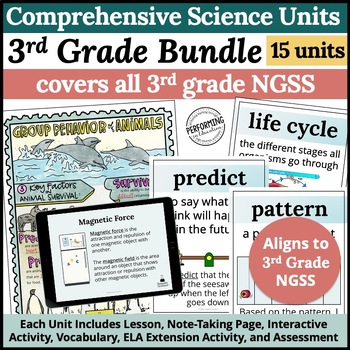 Preview of 3rd Grade Bundle | All NGSS Science Units | Includes Notes, Lessons, Labs