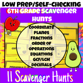 6th Grade Math Scavenger Hunts Bundle/Self-Checking & Low 