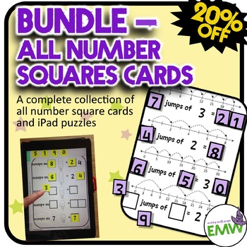 Preview of Bundle - Number Square Tiles Puzzles for many math standards 30% off