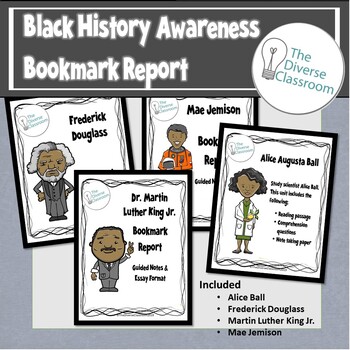 Preview of Black History Month Bookmark Report Bundle