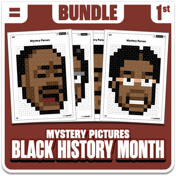 Preview of Growing Bundle Black History Month Math Mystery Pictures Grade 1 Operations