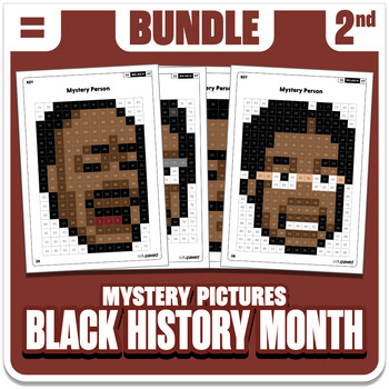 Preview of Growing Bundle Black History Month Math Mystery Pictures Grade 2 Operations