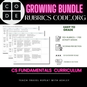 Preview of Growing Bundle: Code.org CS Fundamental Courses Rubrics with Feedback