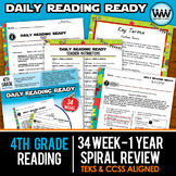 BUNDLE 4th Grade Daily Reading Spiral Review Full Year New ELAR TEKS